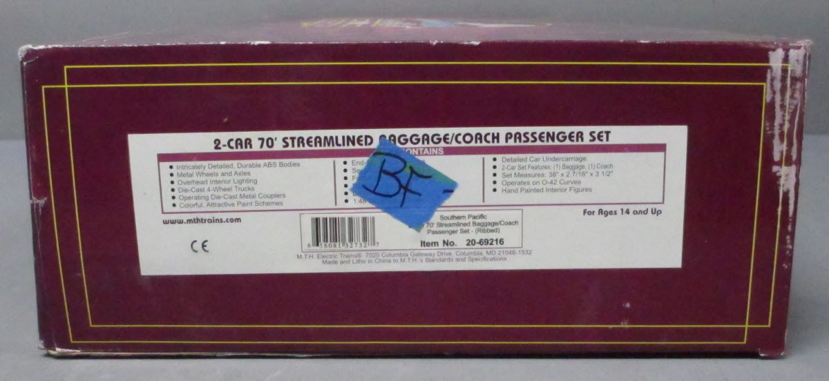 MTH 20-69216 O Southern Pacific 70' ABS Baggage/Coach Passenger Set (Set of 2)