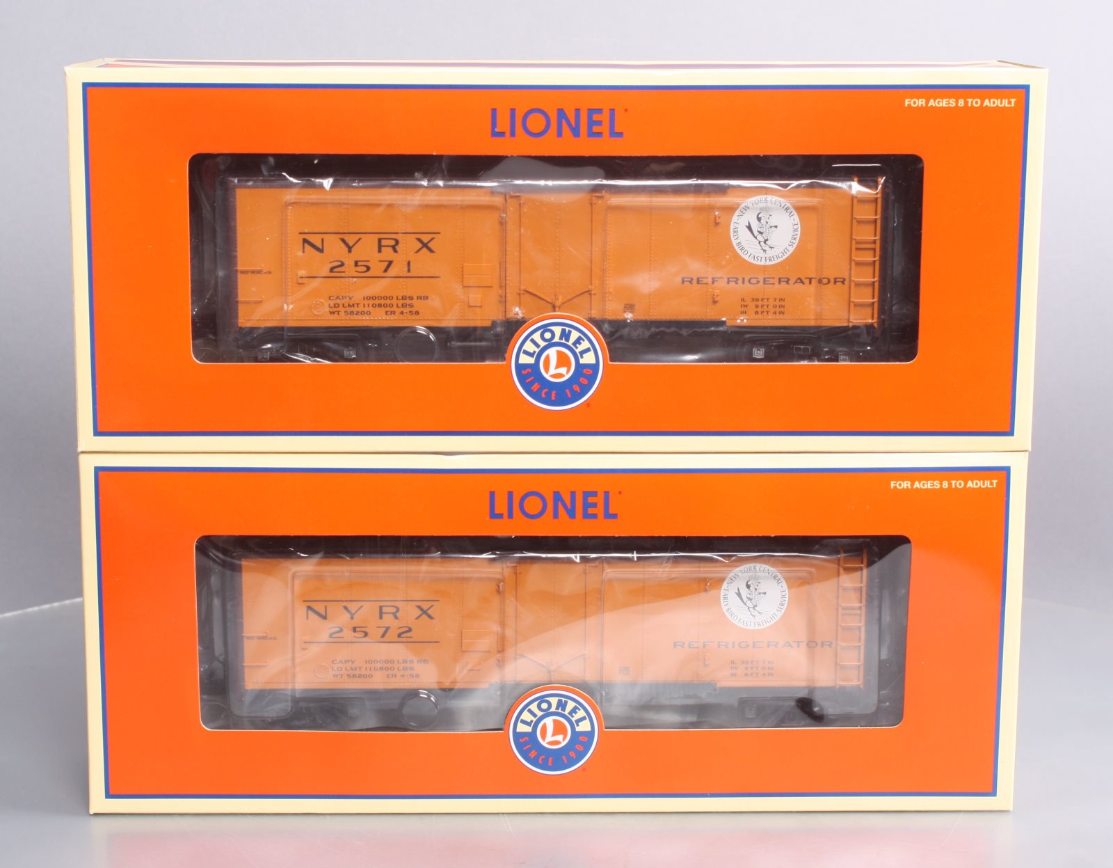 Lionel 6-21937 O Gauge New York Central Steel-Sided Refrigerator Car Set
