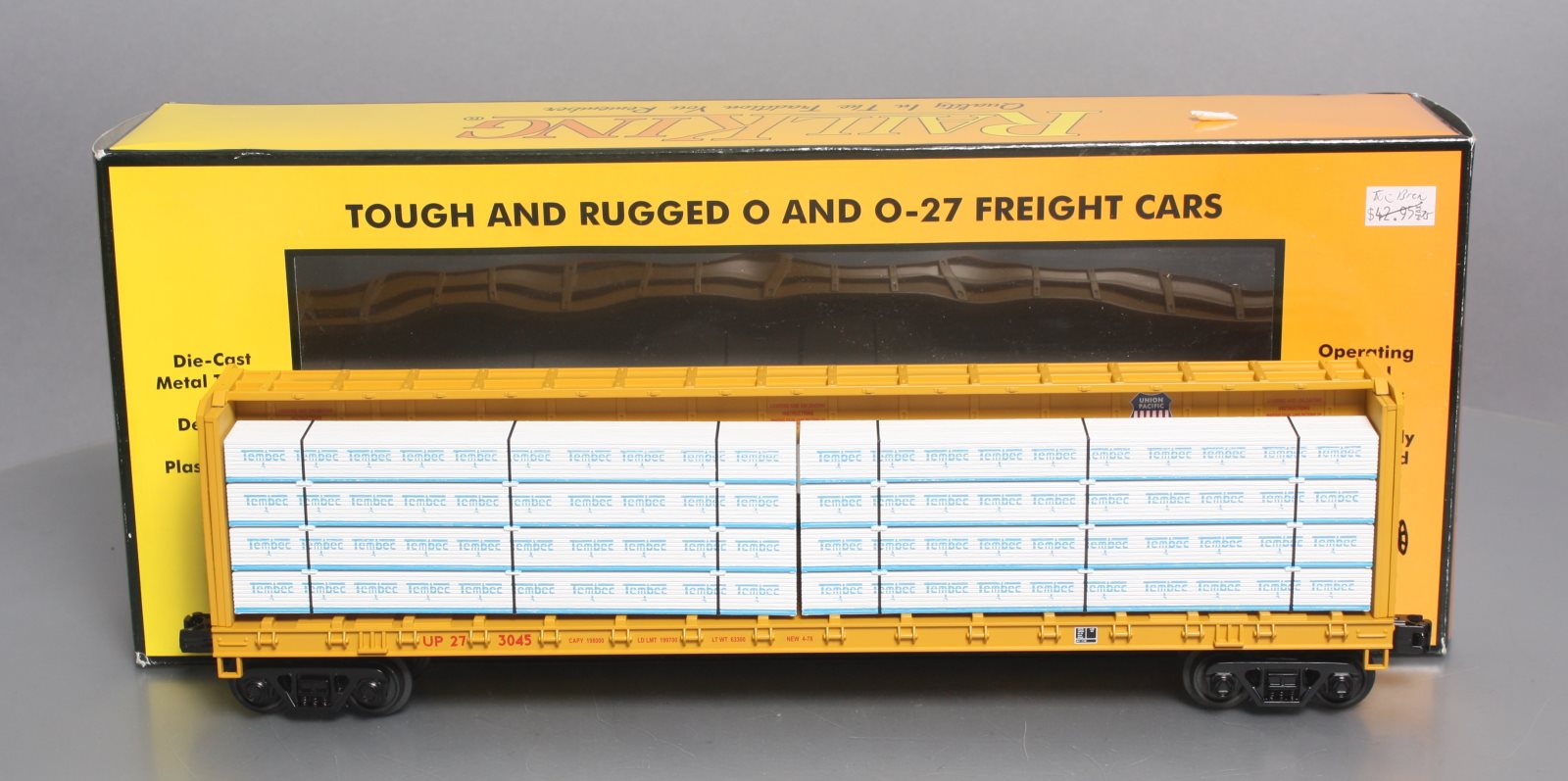 MTH 30-76294 O Guage Union Pacific Center I-Beam Flat Car #273045