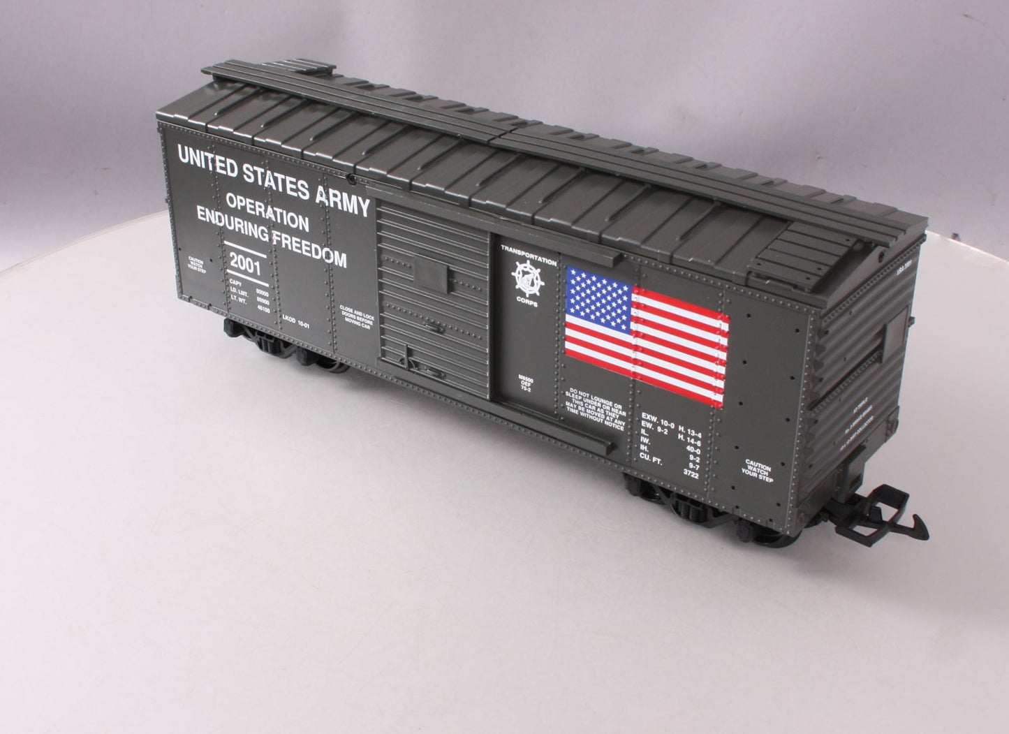 USA Trains R19072 G US Army "Operation Enduring Freedom" Simulated Steel Box Car