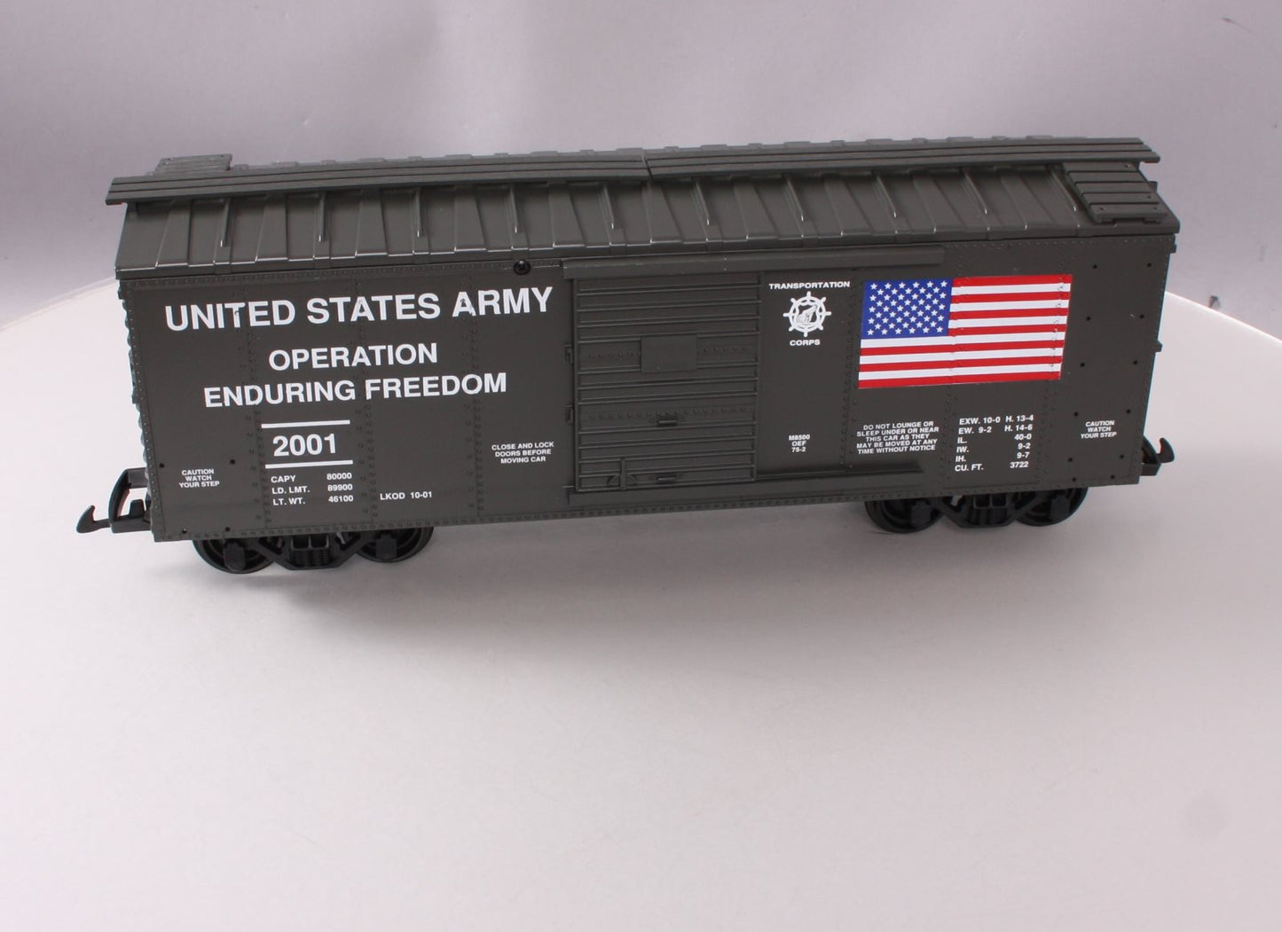 USA Trains R19072 G US Army "Operation Enduring Freedom" Simulated Steel Box Car