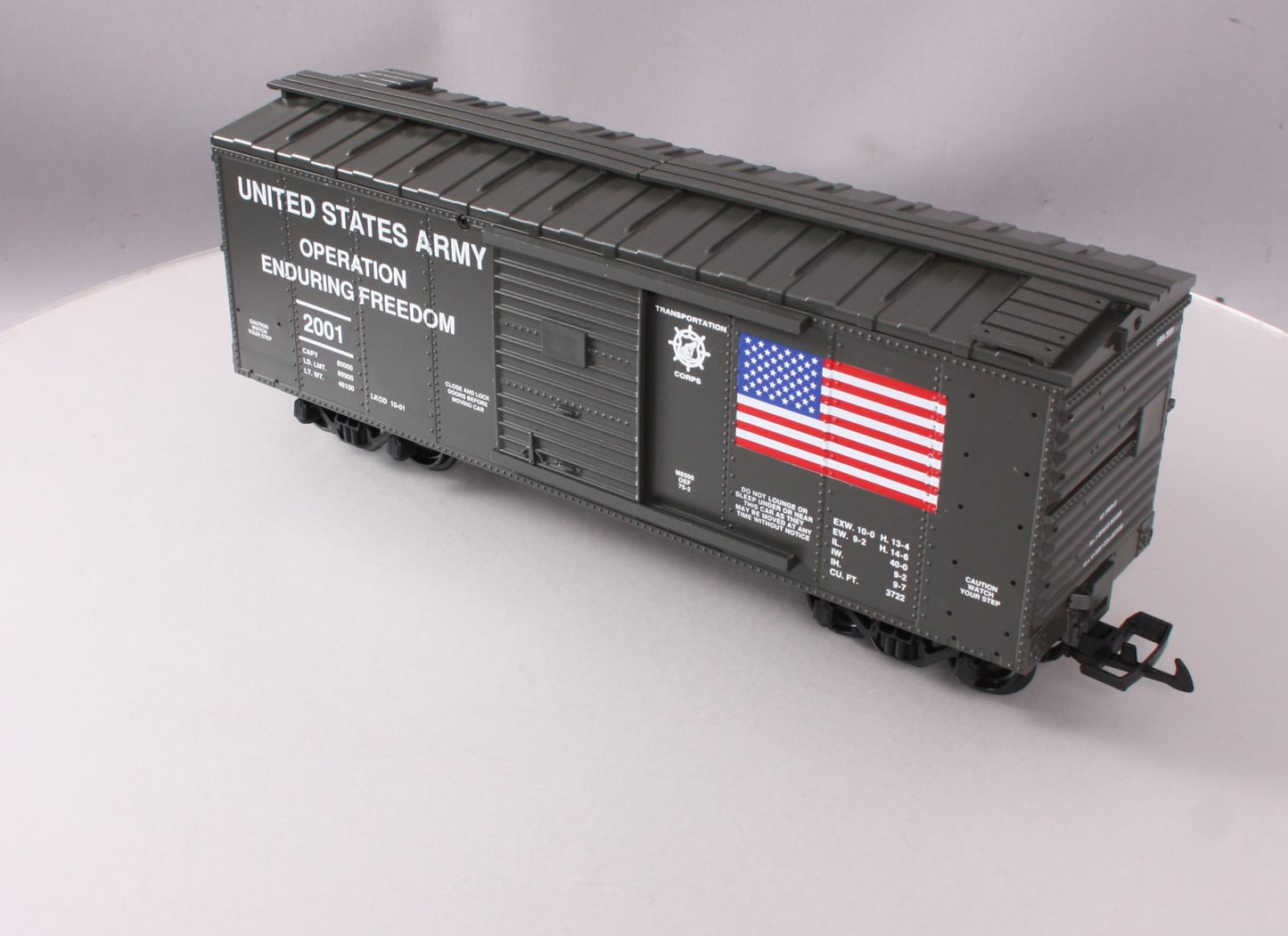USA Trains R19072 G US Army "Operation Enduring Freedom" Simulated Steel Box Car