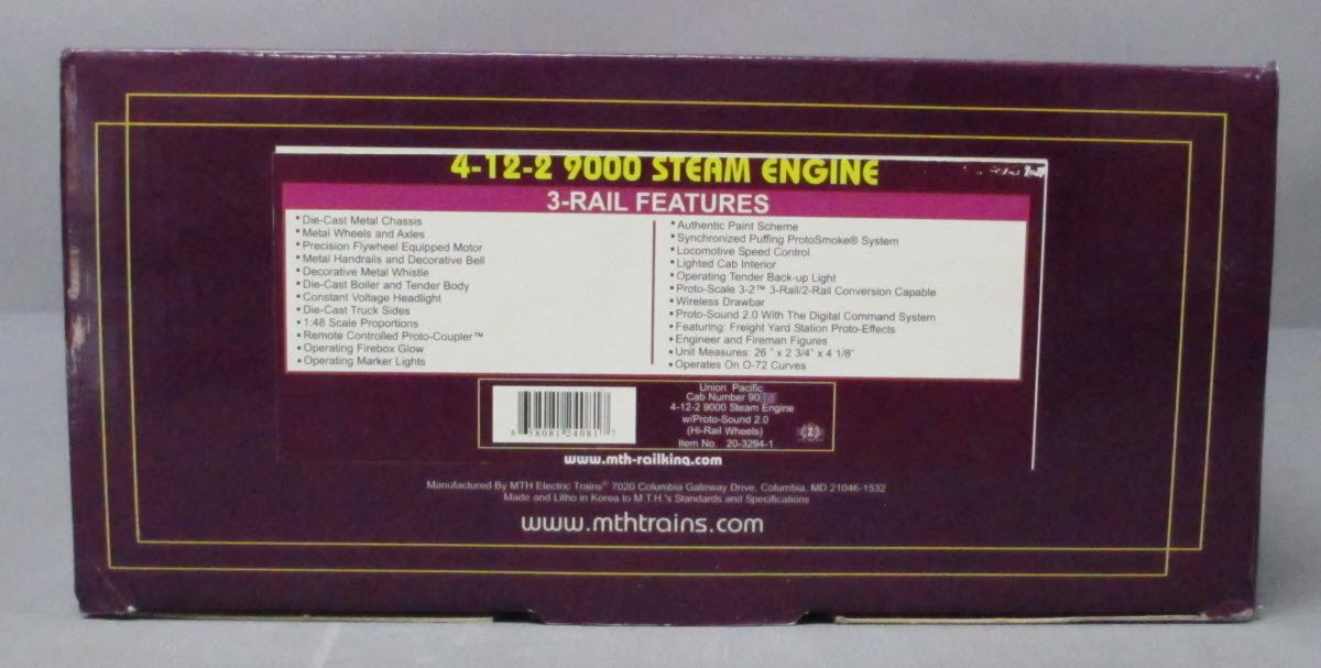 MTH 20-3294-1 UP 4-12-2 9000 Steam Engine & Tender #9010 w PS2 (Hi-Rail Wheels)