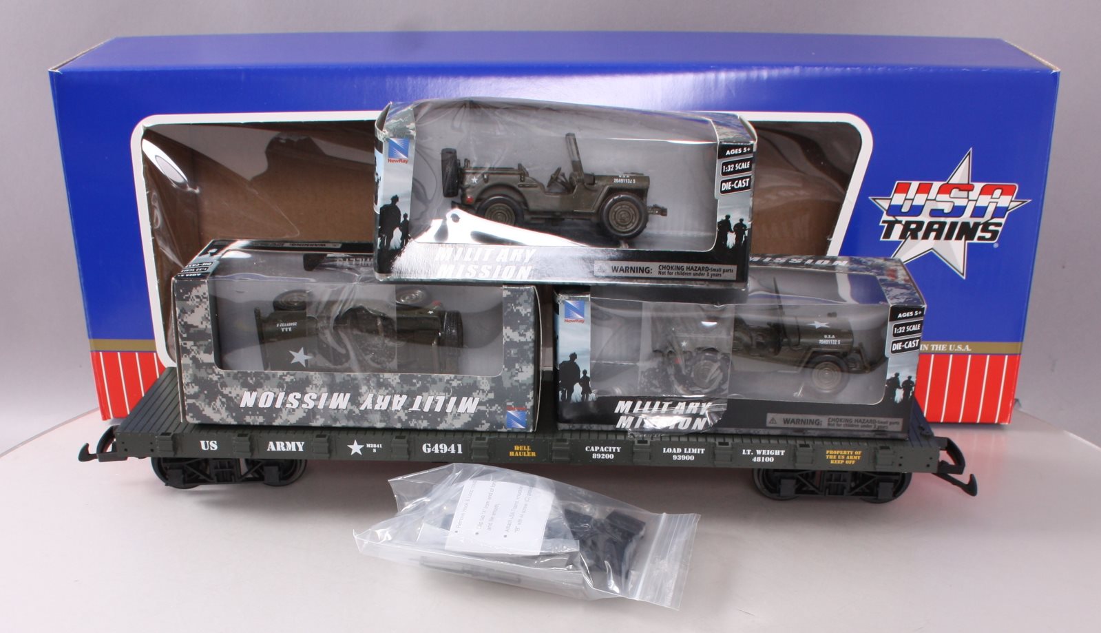 Wagon Plat US Army Avec Niveleuse – MTH, échelle O, 3 Rails, Métal Et Plastique, Occasion