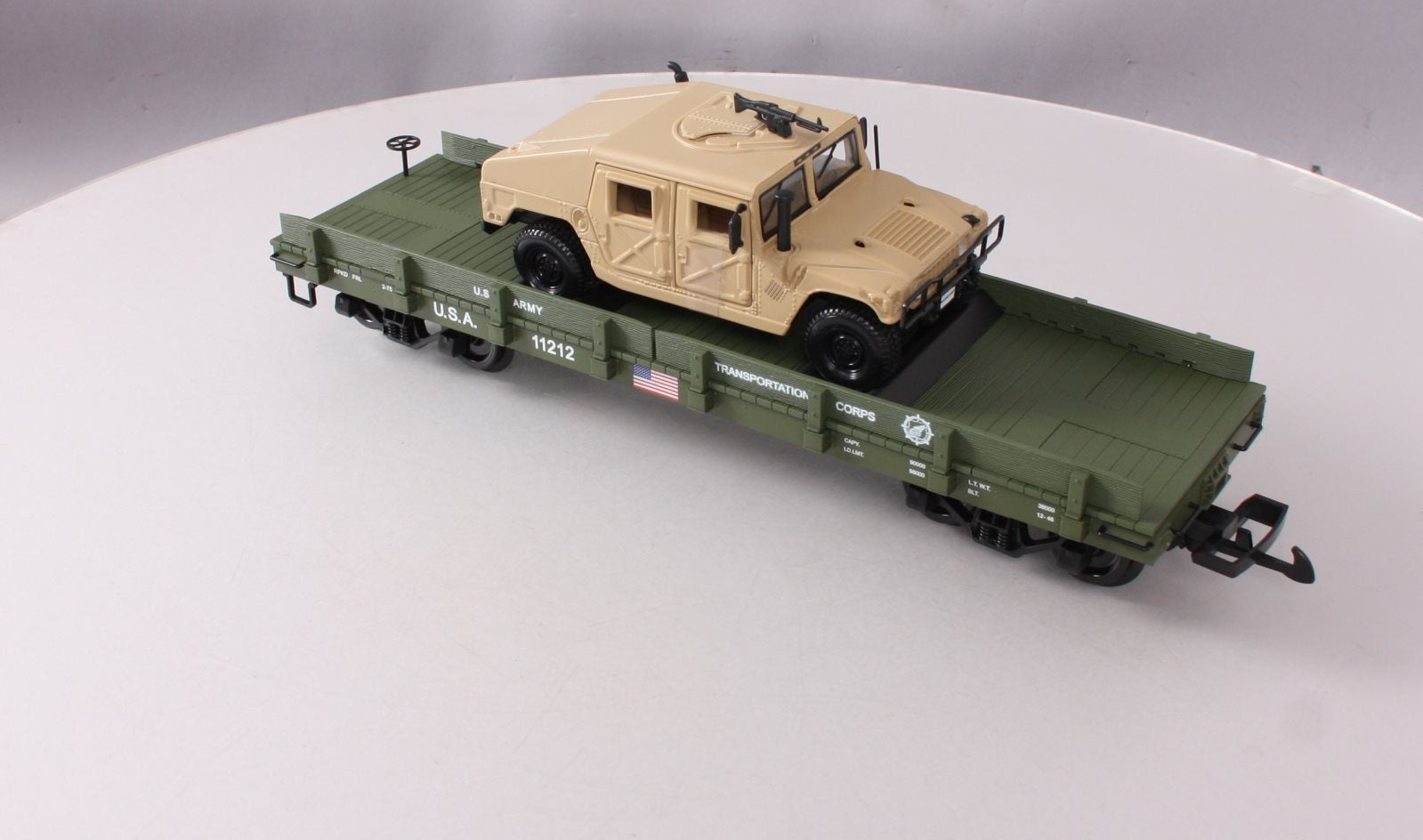 Piko 38764 G Scale USATC Humvee Transport Car w/Die-Cast Vehicle #11212