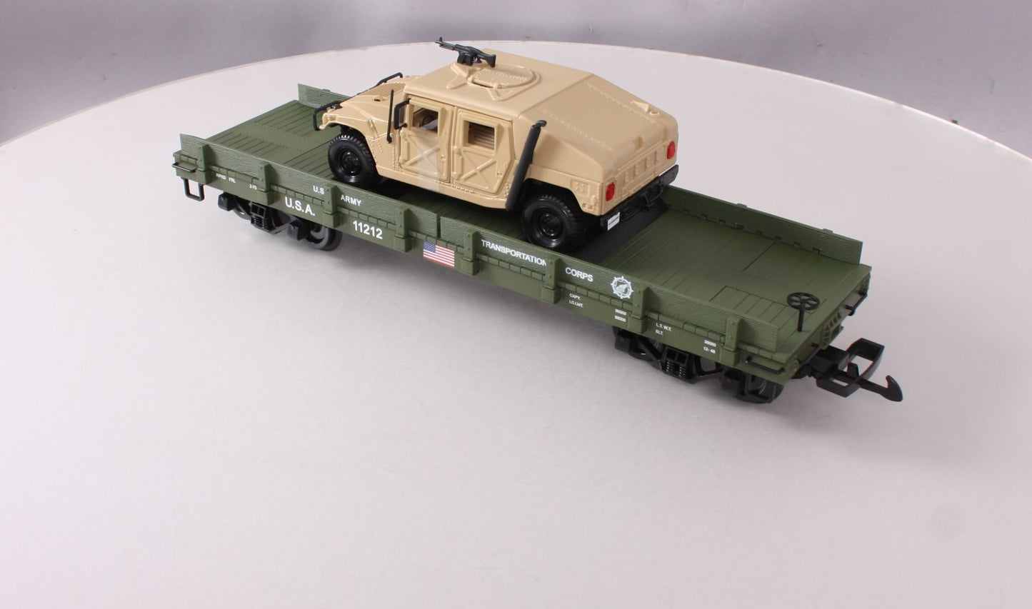 Piko 38764 G Scale USATC Humvee Transport Car w/Die-Cast Vehicle #11212