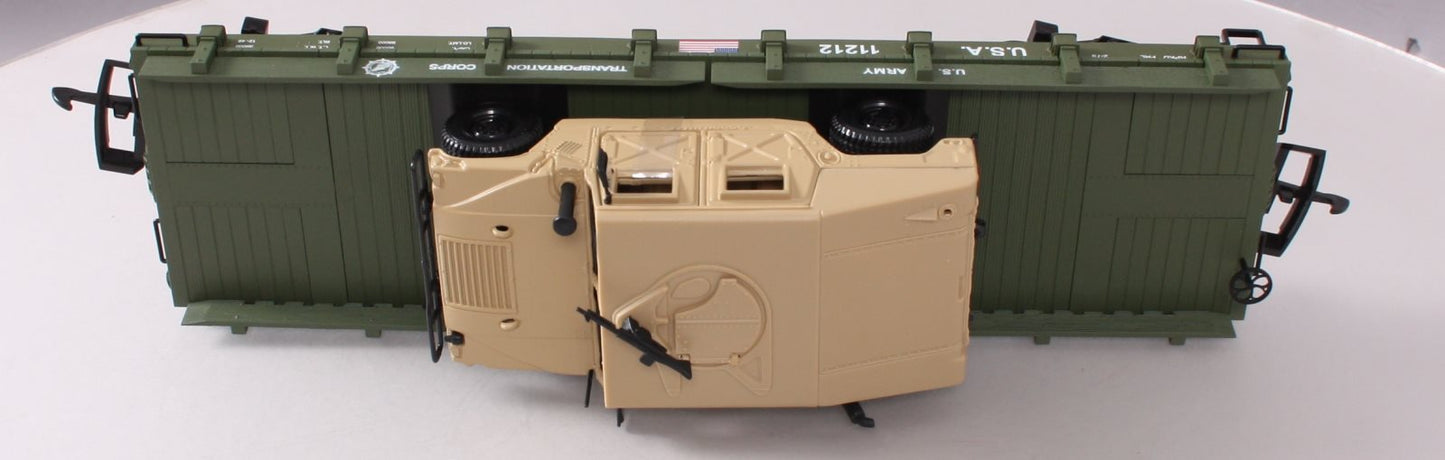 Piko 38764 G Scale USATC Humvee Transport Car w/Die-Cast Vehicle #11212