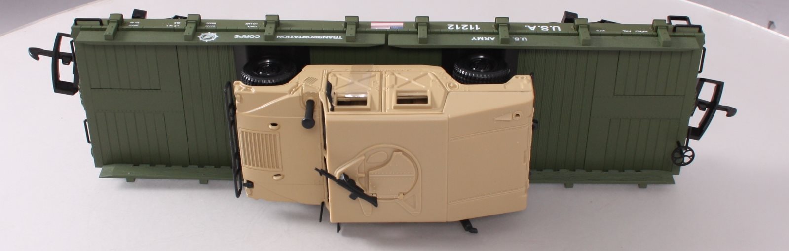 Piko 38764 G Scale USATC Humvee Transport Car w/Die-Cast Vehicle #11212