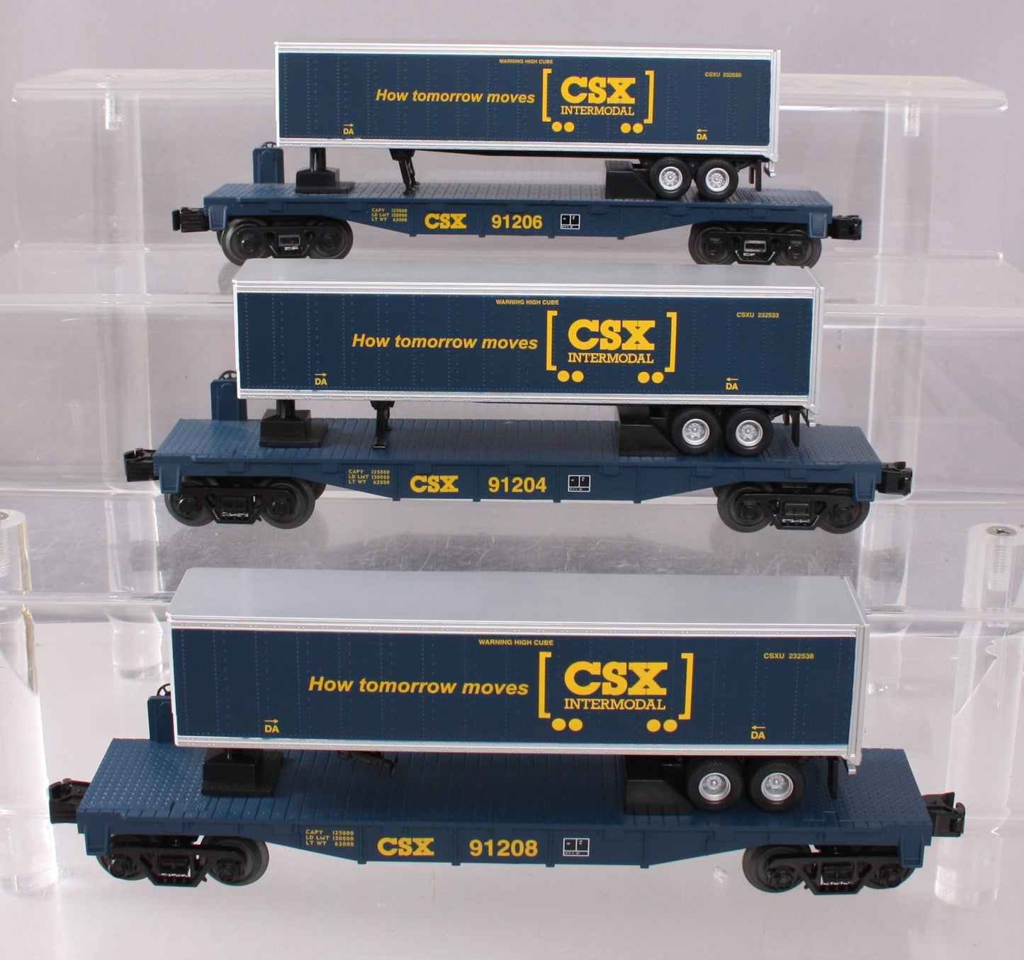 MTH 30-7075 O CSX Flatcars w/Trailers (3 Pack)