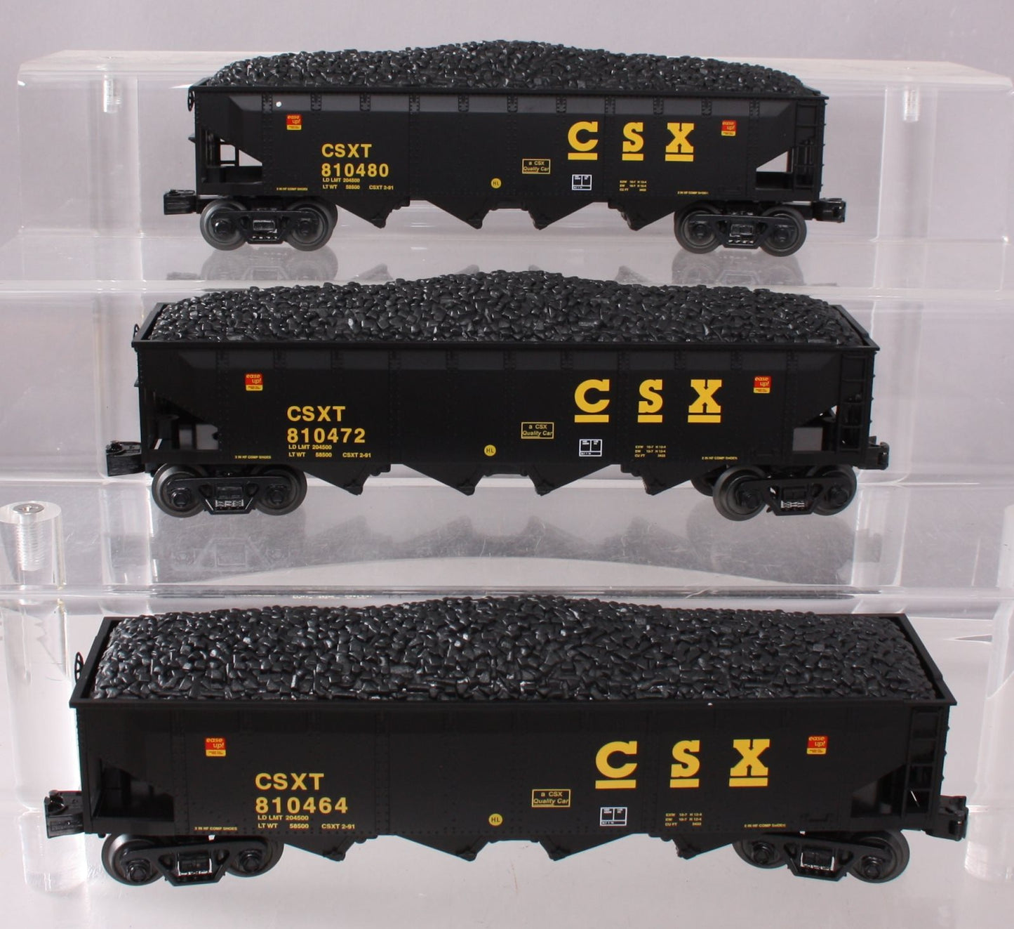 MTH 30-7064 O CSX RailKing 4-Bay Hopper Car Set (Set of 3)