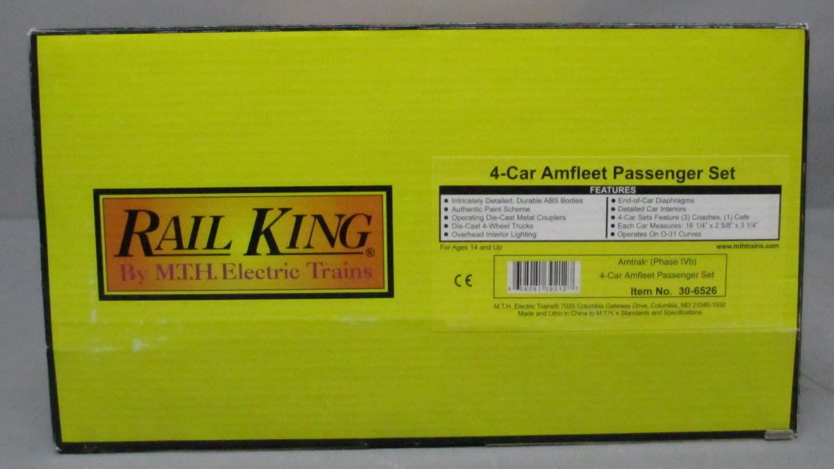 MTH 30-6526 O Amtrak O-31 Amfleet Phase 4/6 Coach (Set of 4)
