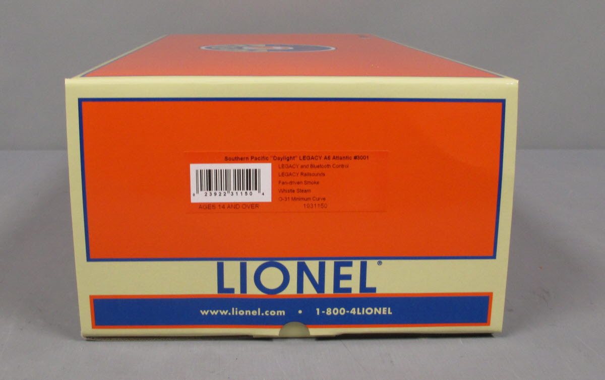 Lionel 1931150 O Gauge SP A-6 Atlantic Steam Locomotive & Tender w/ LEGACY #3001