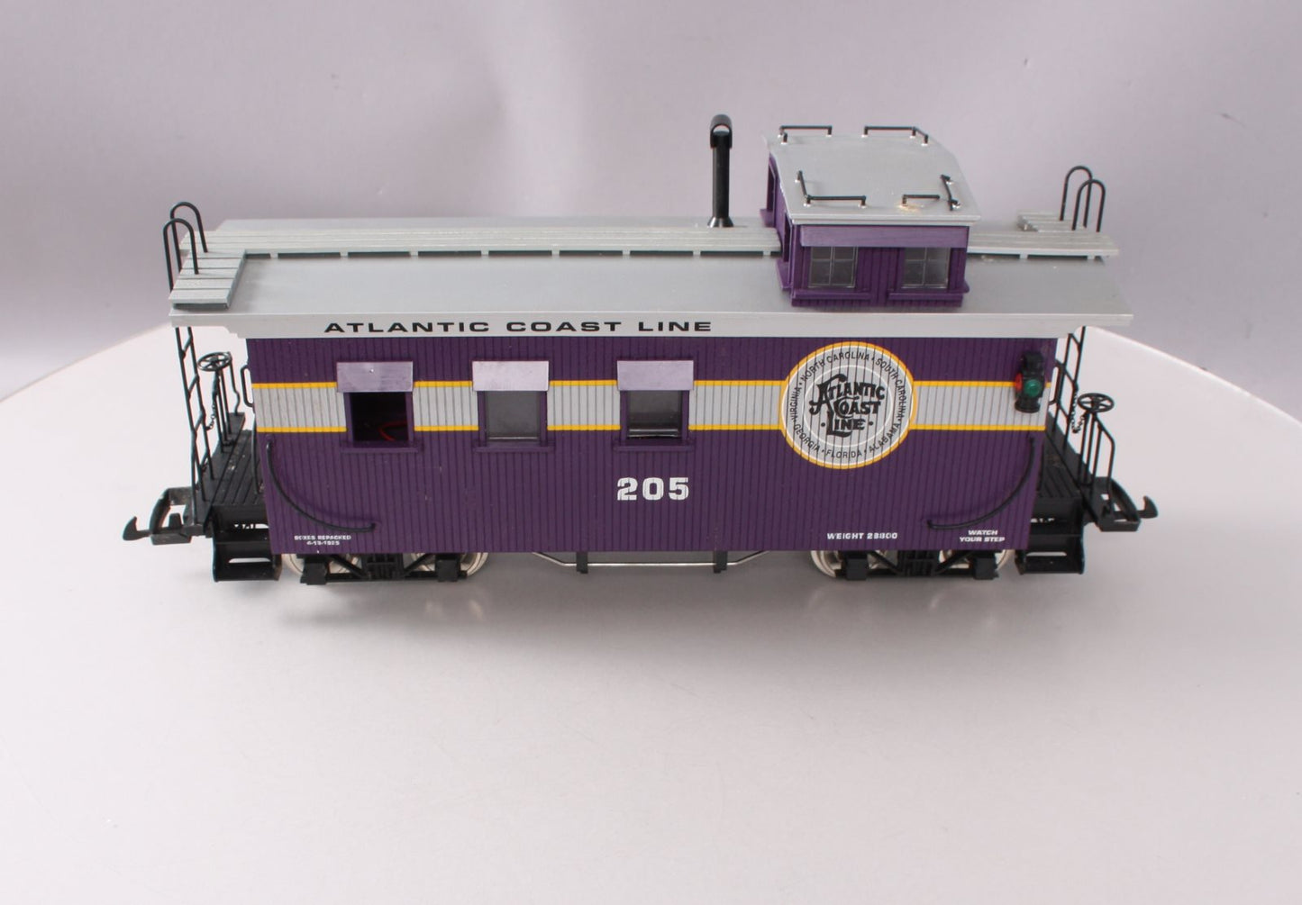 USA Trains R12015 G Atlantic Coast Line Wood Side Caboose #205 (Metal Wheels)