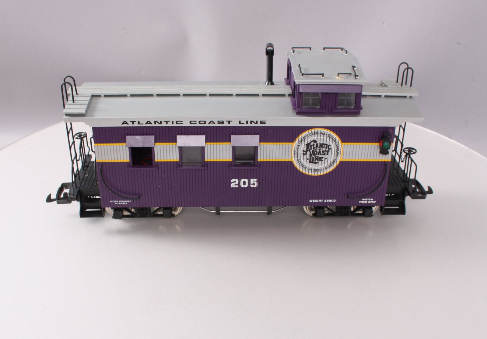 USA Trains R12015 G Atlantic Coast Line Wood Side Caboose #205 (Metal Wheels)
