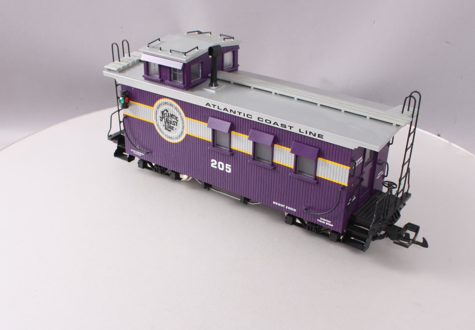 USA Trains R12015 G Atlantic Coast Line Wood Side Caboose #205 (Metal Wheels)