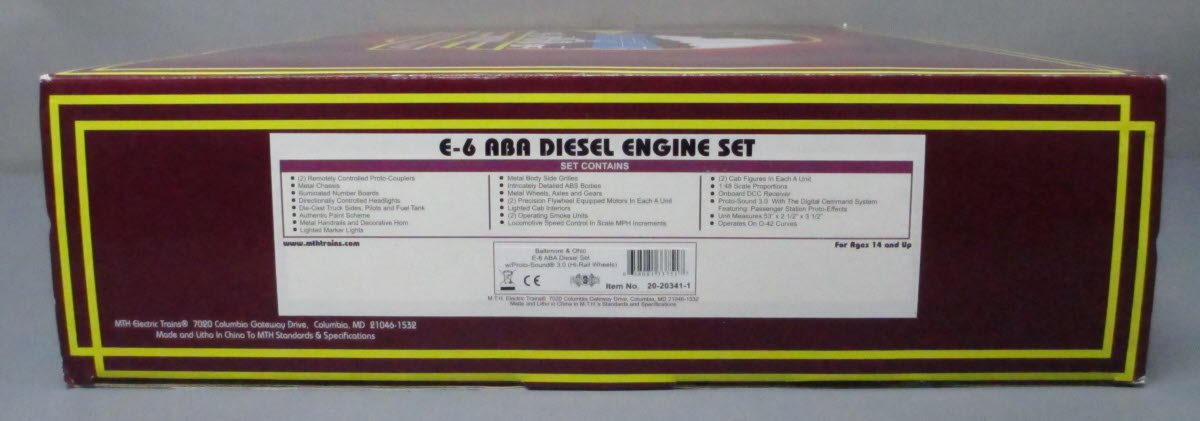 MTH 20-20341-1 O Scale B&O E-6 Diesel ABA Set w/ PS3