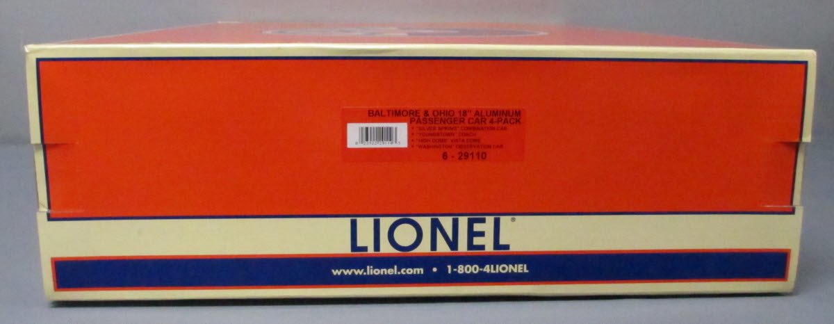 Lionel 6-29110 Baltimore & Ohio 4-Car 18" Aluminum Passenger Set