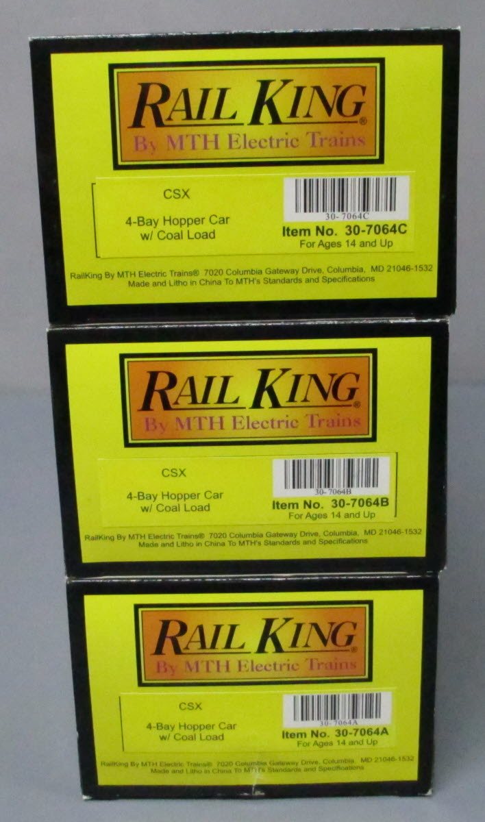 MTH 30-7064 O CSX RailKing 4-Bay Hopper Car Set (Set of 3)