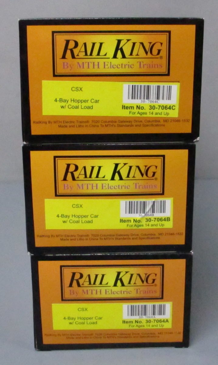 MTH 30-7064 O CSX RailKing 4-Bay Hopper Car Set (Set of 3)