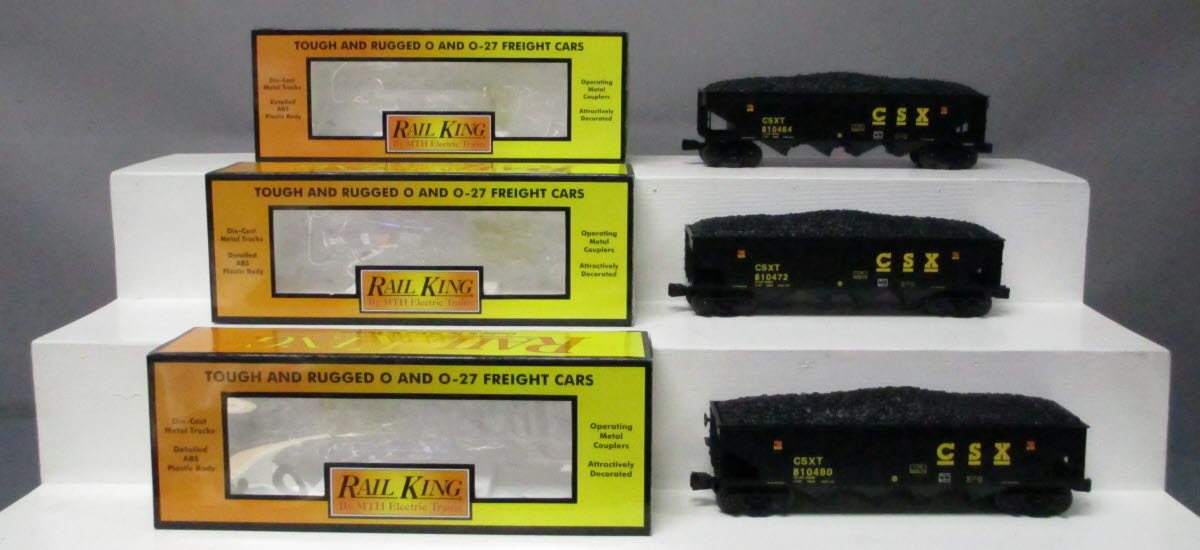MTH 30-7064 O CSX RailKing 4-Bay Hopper Car Set (Set of 3)