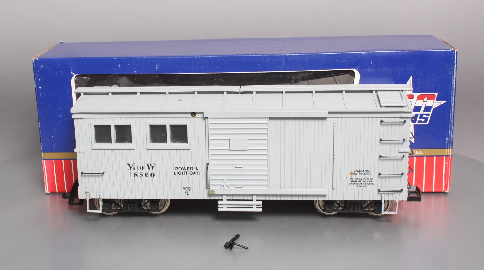 USA Trains 18500 G Scale Maintenance of Way Power & Light Car with Sound #210