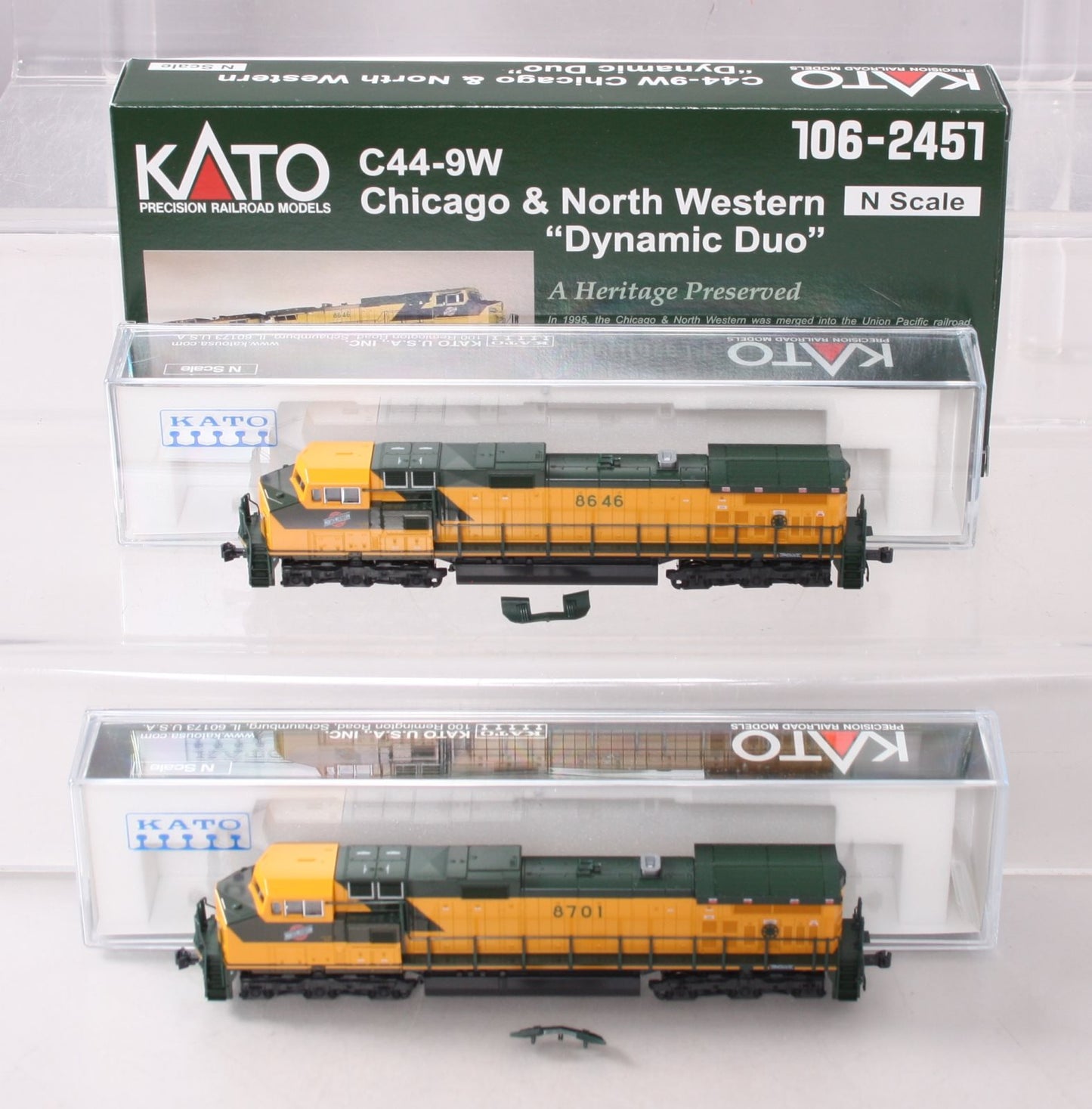 Kato 106-2451 N Scale Chicago & North Western C44-9W Diesel Locomotive Set
