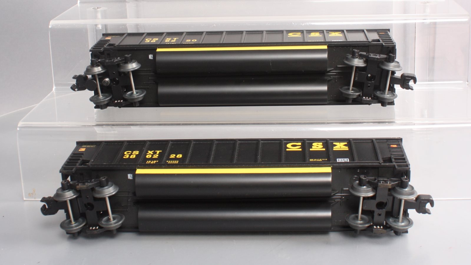 Lionel 6-19380 O Gauge CSX Bathtub Coal Gondola Cars #386228, #386220 with Loads