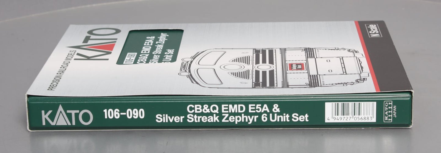 Kato 106-090 N CB&Q EMD E5A Diesel & Silver Streak Zephyr Passenger Set