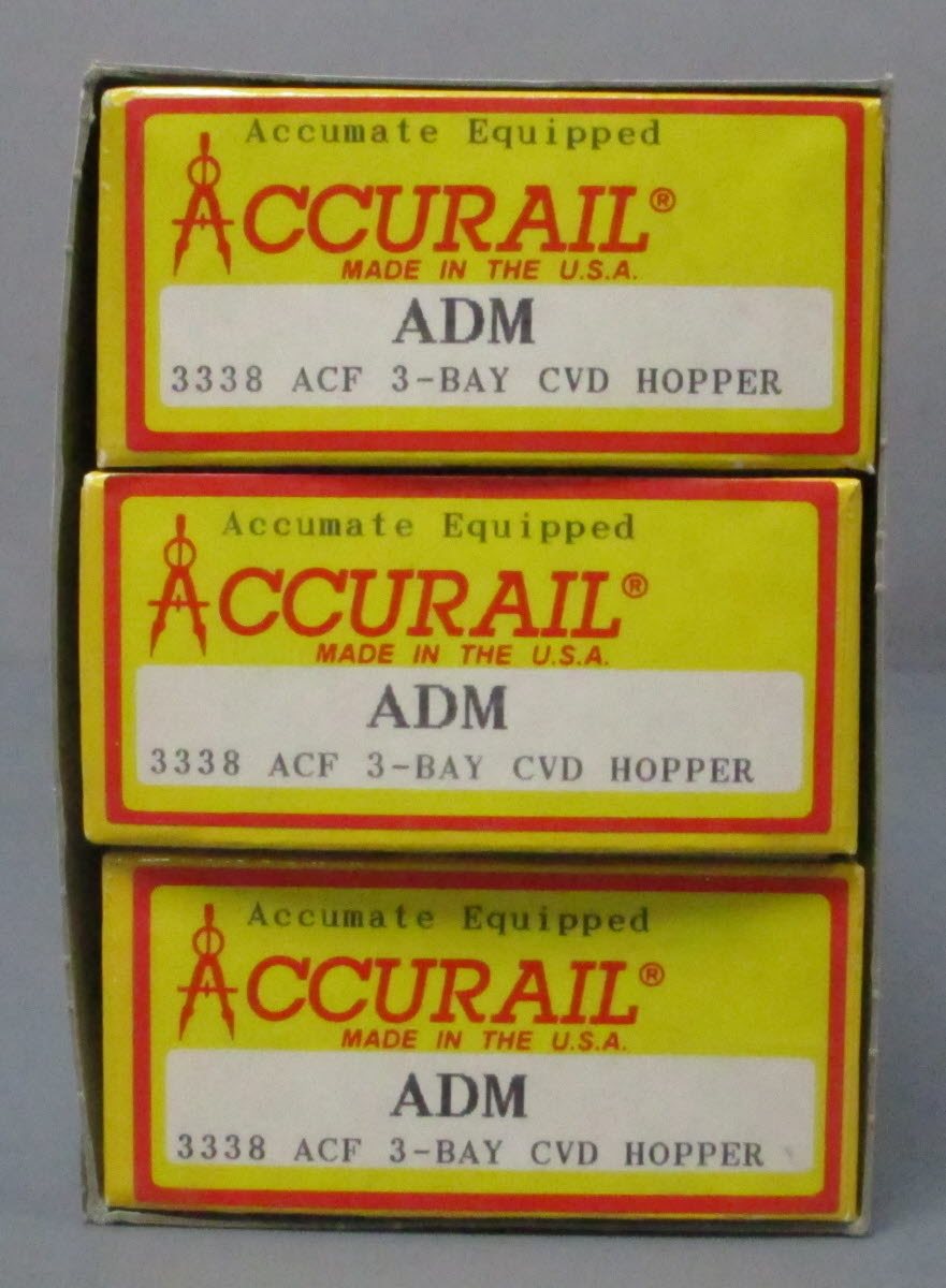 Accurail 3338 HO Scale ADM ACF 3 Bay Covered Hopper Kit (Pack of 3)