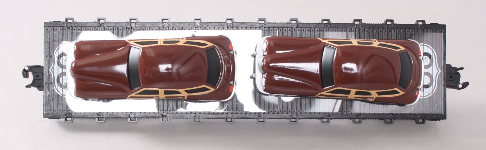 Lionel 6-17558 O Gauge Route 66 Flatcar with Two Brown Sedans