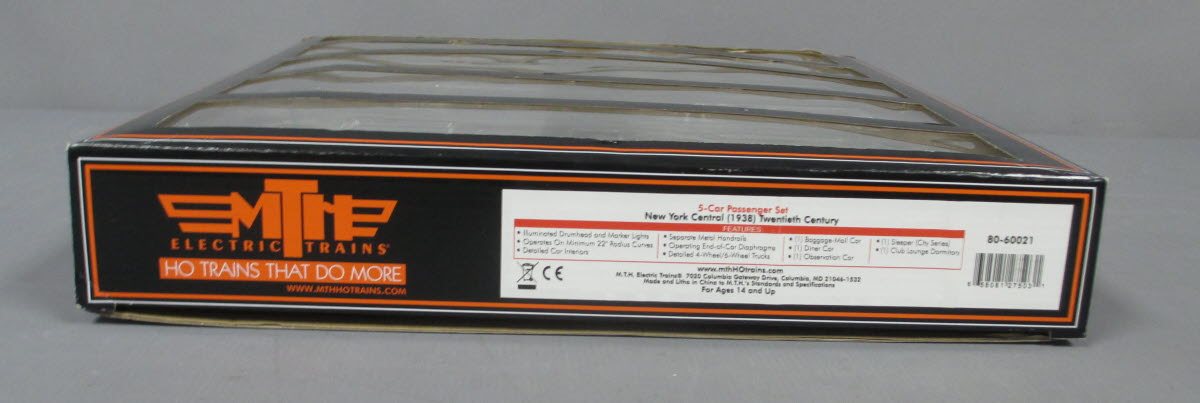 MTH 80-60021 HO New York Central 20th Century 1938 Passenger Car Set (Set of 5)