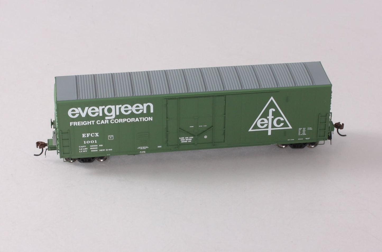 Athearn G26795 HO Evergreen Freight Car 50' PC&F Riveted Box w/ 10'6" Door #1001