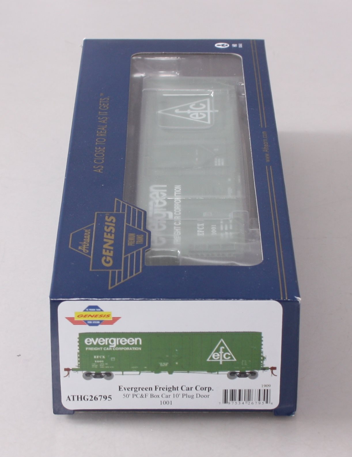Athearn G26795 HO Evergreen Freight Car 50' PC&F Riveted Box w/ 10'6" Door #1001