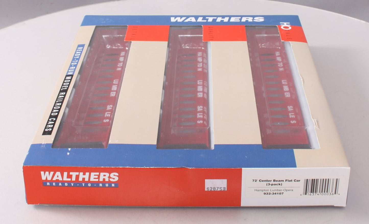 Walthers 932-34107 HO Hampton Lumber-Opera 72' Center Beam Flatcars (Pack of 3)