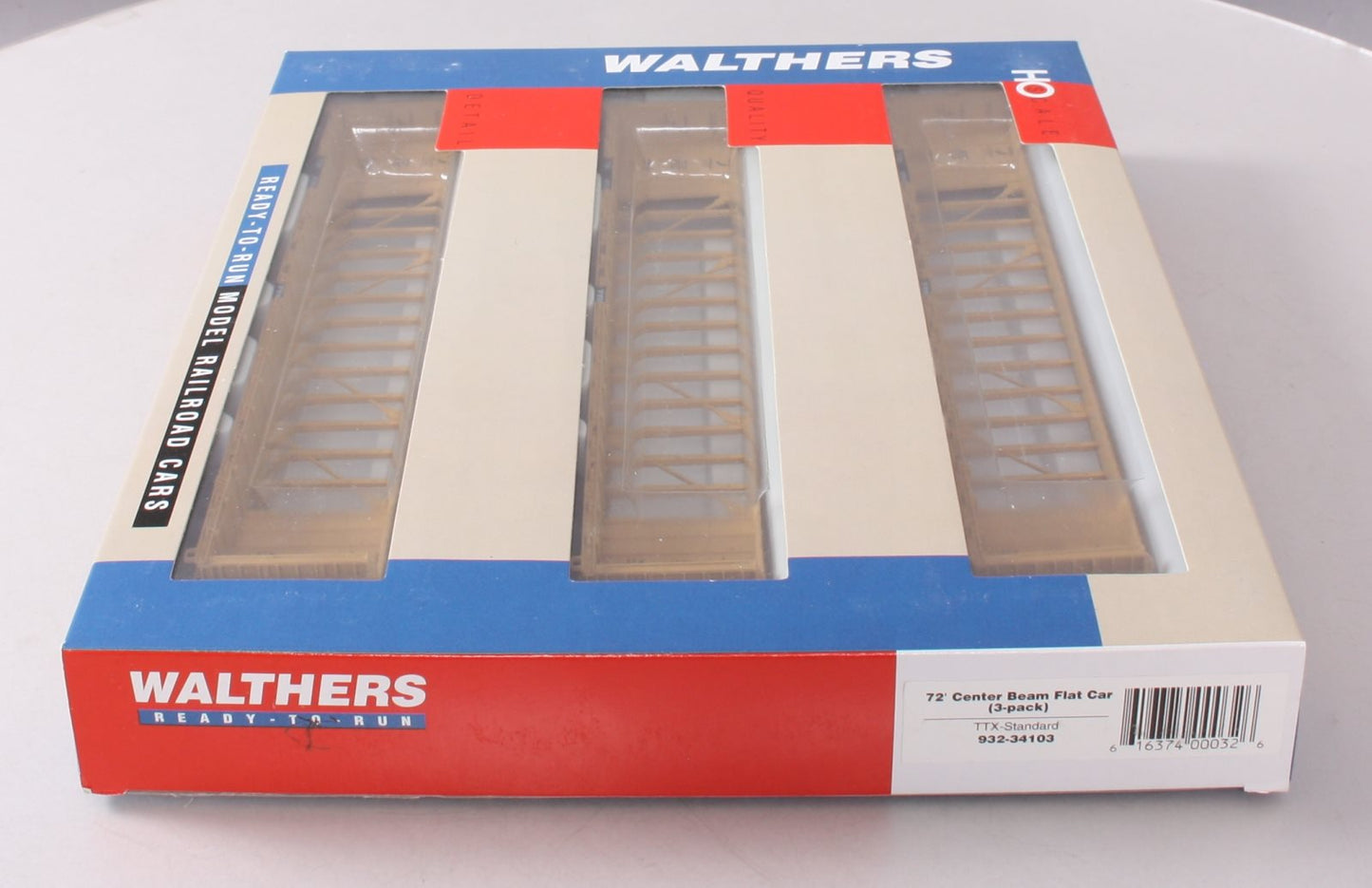 Walthers 932-34103 HO TTX-Standard 72' Center Beam Flat Car (3-Pack)