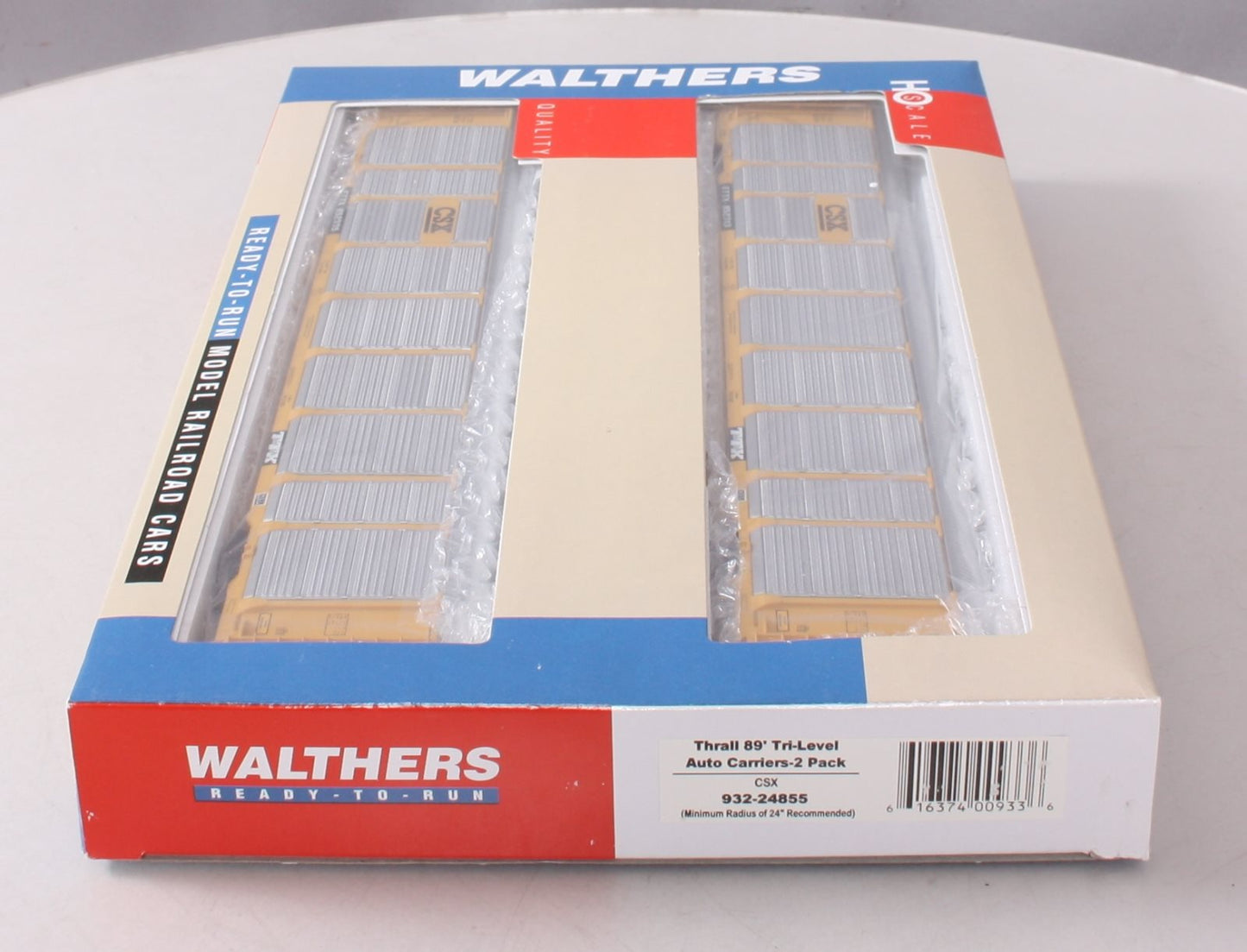 Walthers 932-24855 HO Scale CSX Thrall 89' Tri-Level Auto-Carriers 2-Pack
