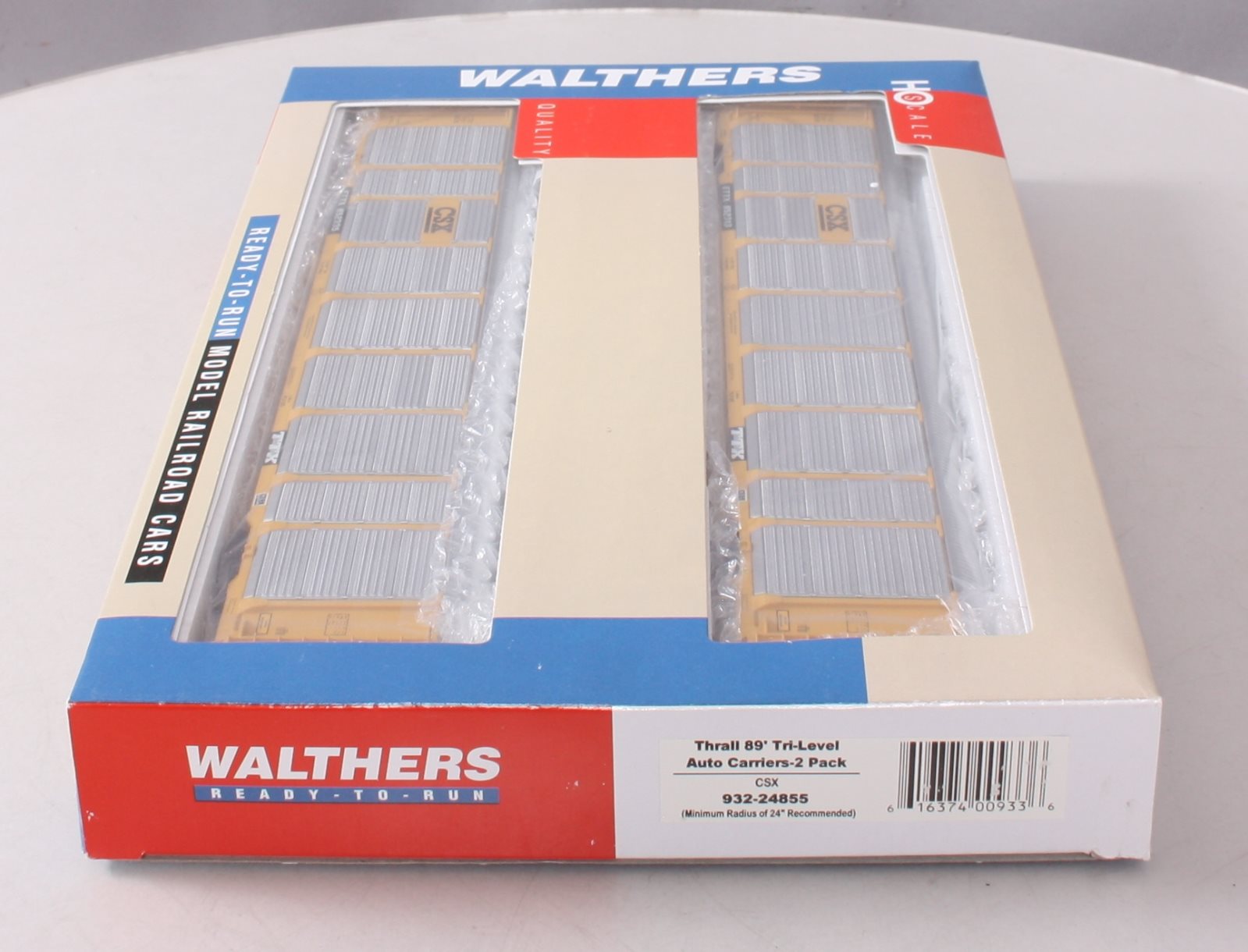 Walthers 932-24855 HO Scale CSX Thrall 89' Tri-Level Auto-Carriers 2-Pack