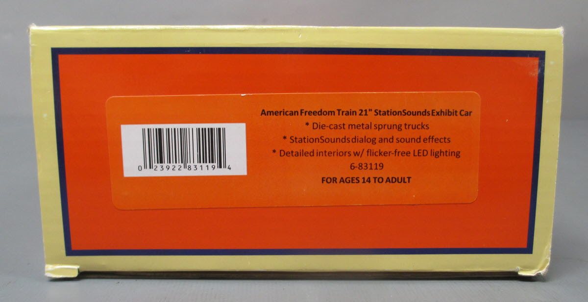 Lionel 6-83119 O American Freedom Train 21' Stationsounds Exhibit Car #201