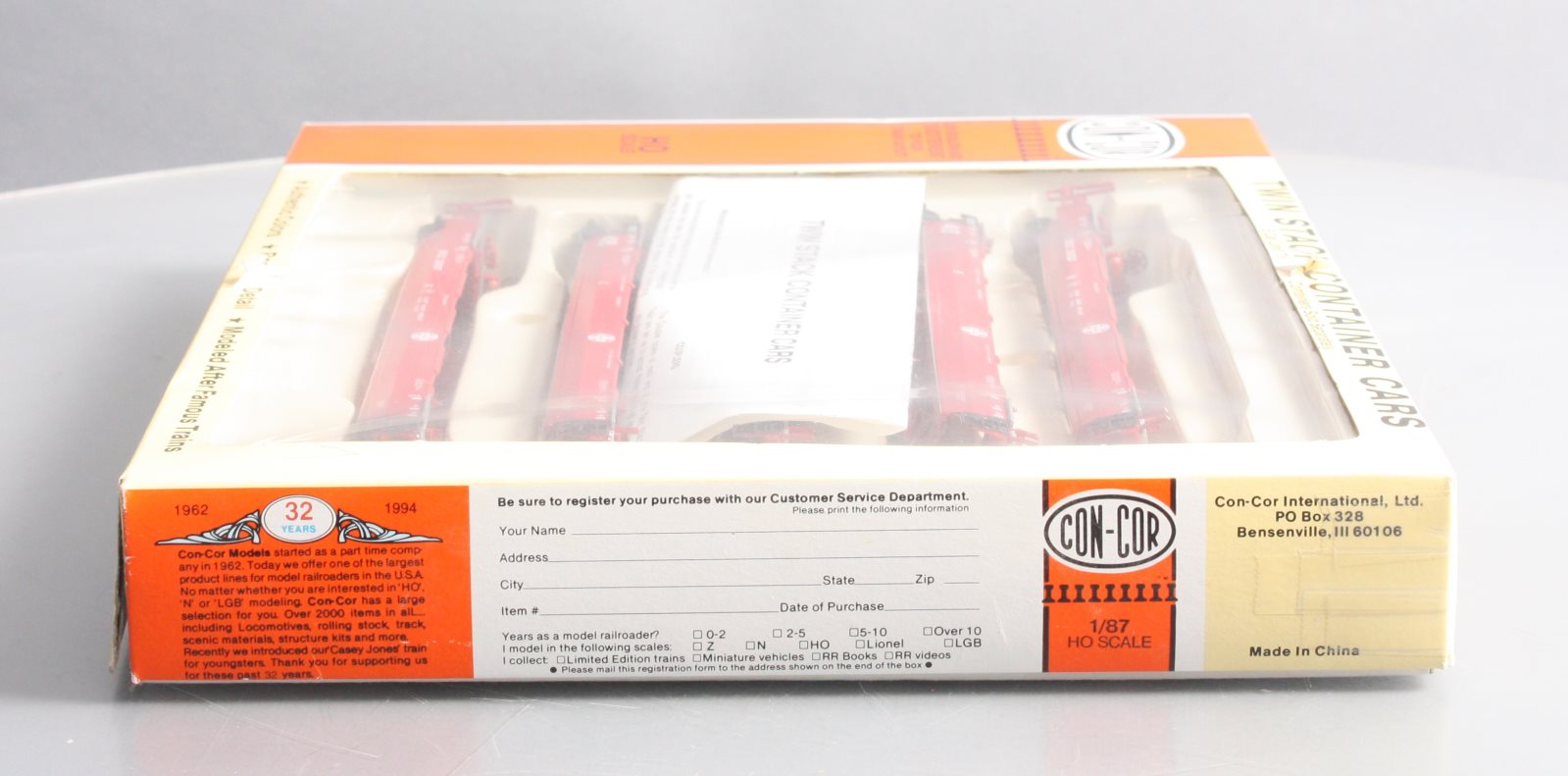 Con-Cor 0001-001954 HO Scale Santa Fe Tin Stack Container Cars (Set of 5)