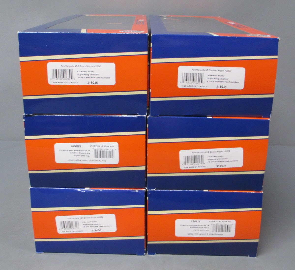 Lionel 3-18030 O Pere Marquette AC-2 Covered Hopper (Pack of 6)