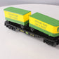 Lionel 1928350 O Gauge John Deere Flatcar w/ Piggyback Trailers