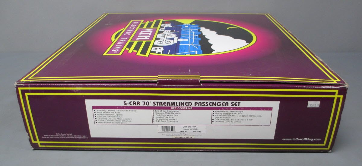 MTH 20-65146 O New York Central 70' Streamlined Passenger Set (Set of 5)