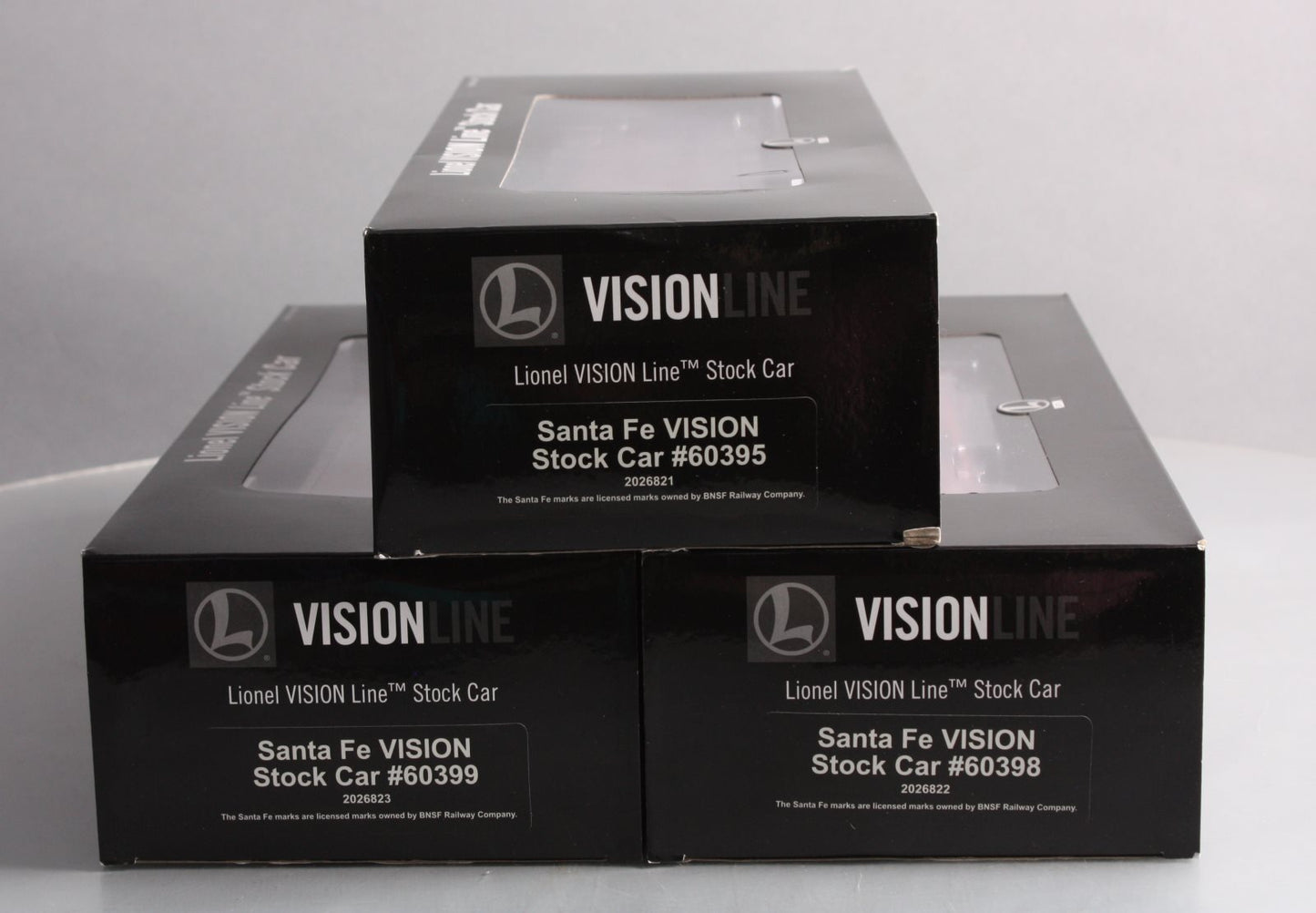 Lionel 2026820 O VISIONLINE Santa Fe Stock Car #60395 (Set of 3)