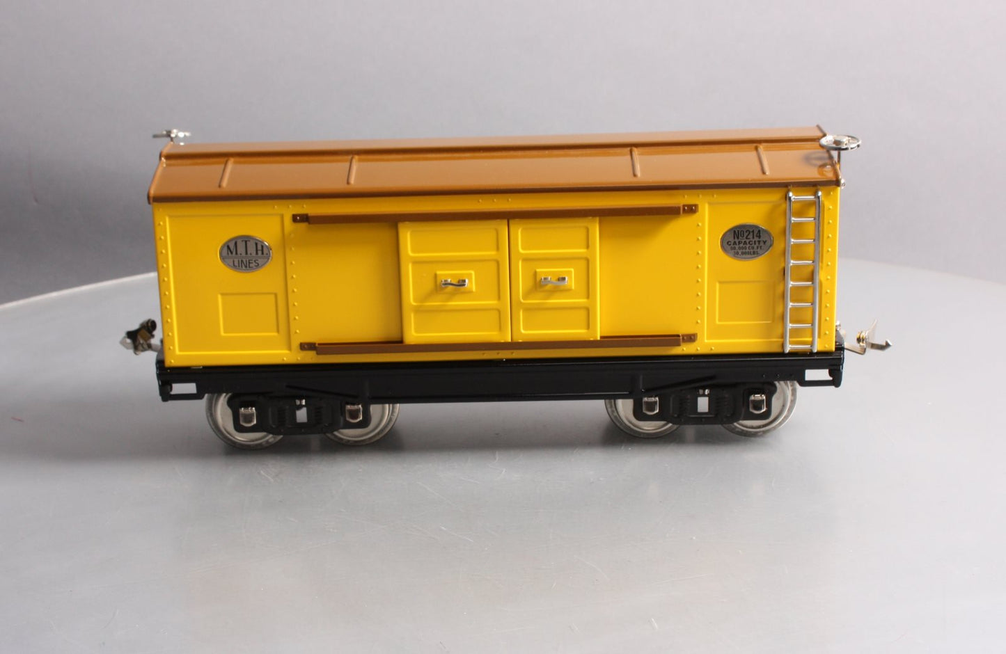 MTH 10-201 Standard Gauge Yellow/Brown Boxcar With Nickel Trim #214
