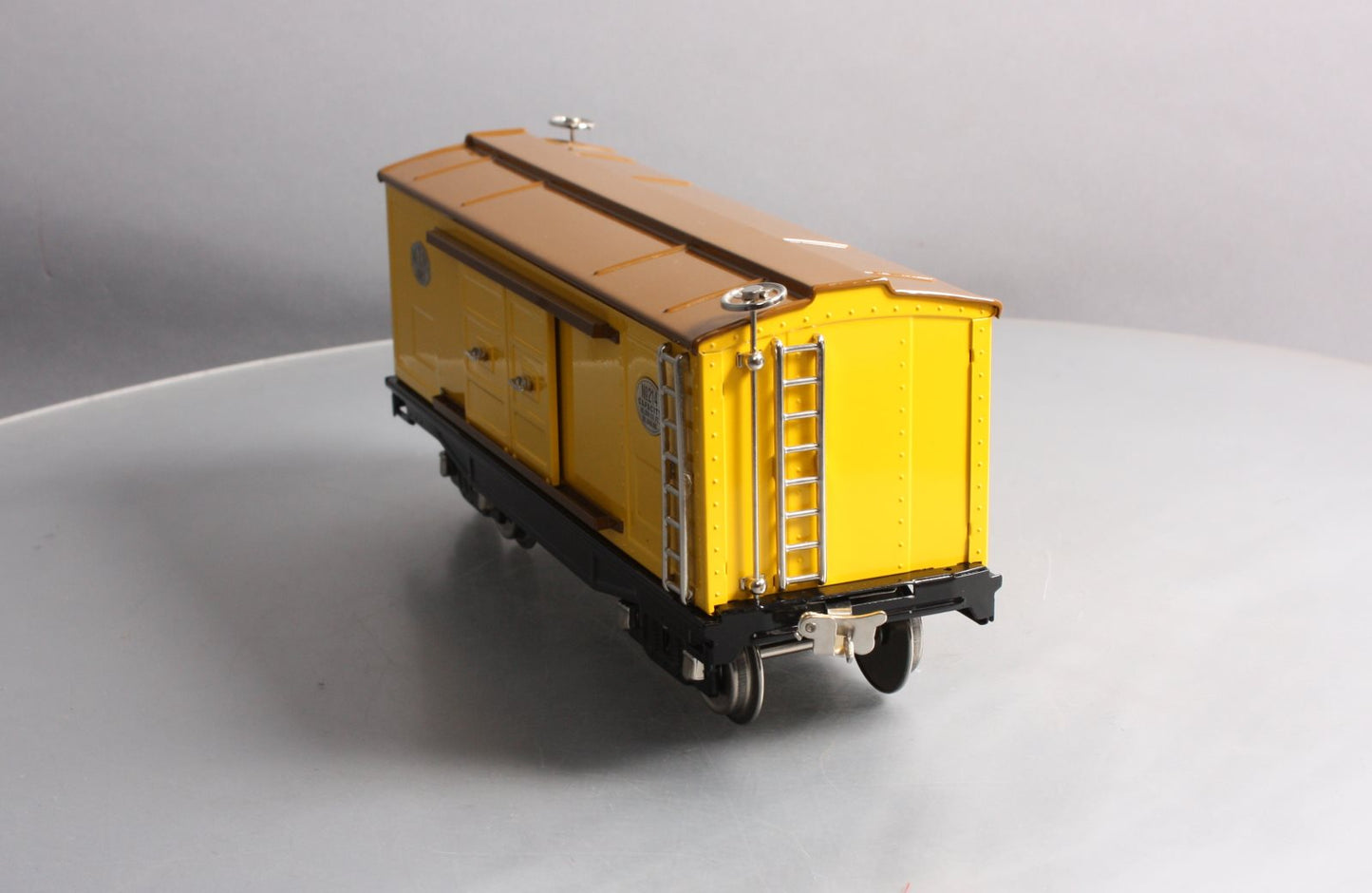 MTH 10-201 Standard Gauge Yellow/Brown Boxcar With Nickel Trim #214