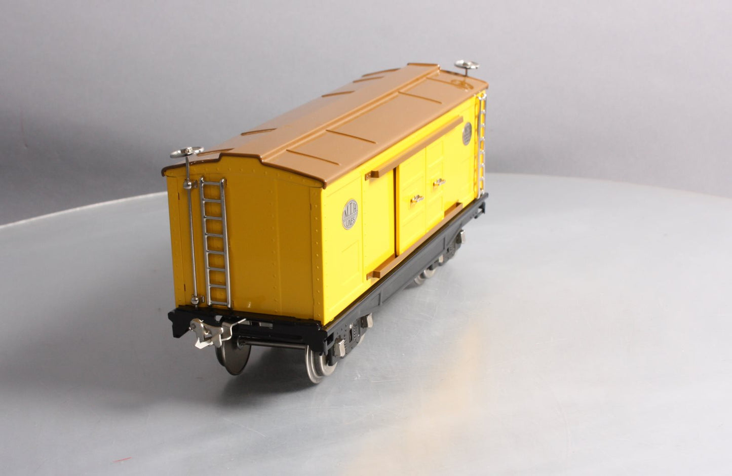 MTH 10-201 Standard Gauge Yellow/Brown Boxcar With Nickel Trim #214