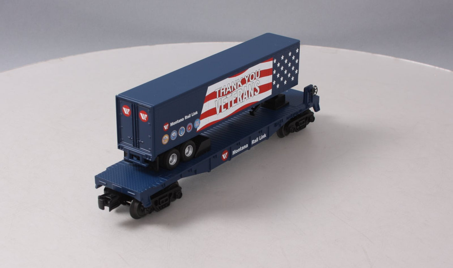 MTH 30-76849 O Montana Rail Link Veterans Flat Car w/40' Trailer