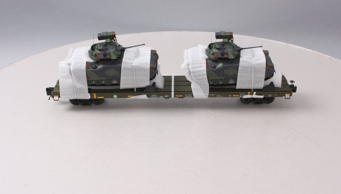 MTH 20-95426 O U.S. Army 60' Flat Car w/(2) Bradley Fighting Vehicles #40152