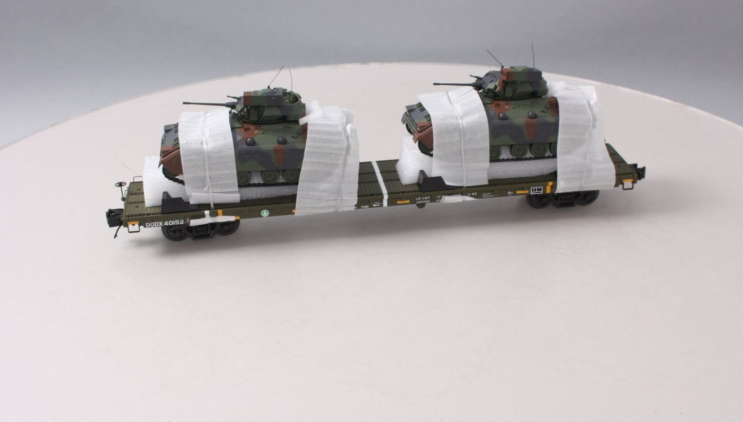 MTH 20-95426 O U.S. Army 60' Flat Car w/(2) Bradley Fighting Vehicles #40152