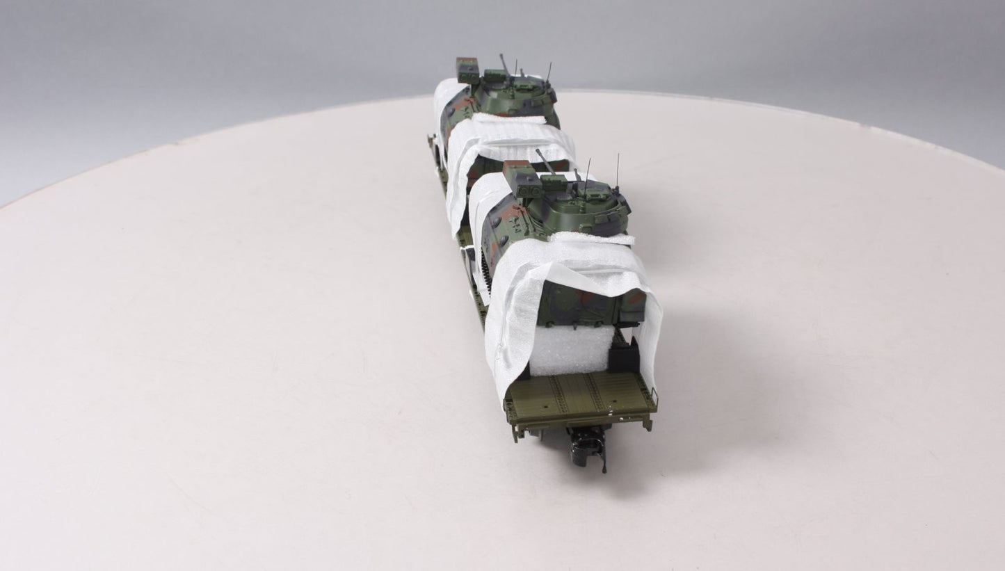 MTH 20-95426 O U.S. Army 60' Flat Car w/(2) Bradley Fighting Vehicles #40152